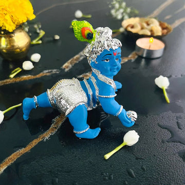 Crawling Laddu Gopal Murti - Silver Plated (2.5 Inch)