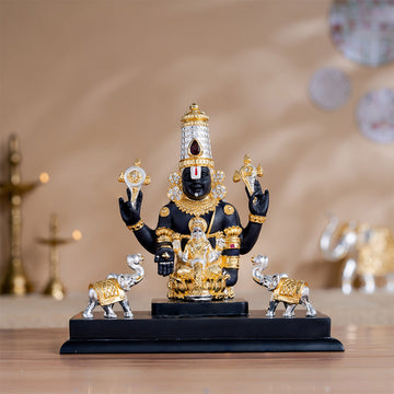 Gajalakshmi Tirupati Balaji Murti - Gold & Silver Plated (9 Inch)