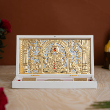 Svastika Ganesha Pocket Temple - Gold Plated (Small)
