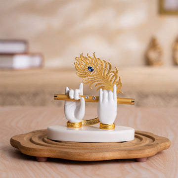 Lord Krishna's Divine Hands Car Dashboard Idol - Gold Plated (3.5 Inch)