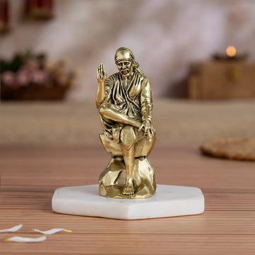 Brass Shirdi Sai Baba Statue for Home (4 Inch)
