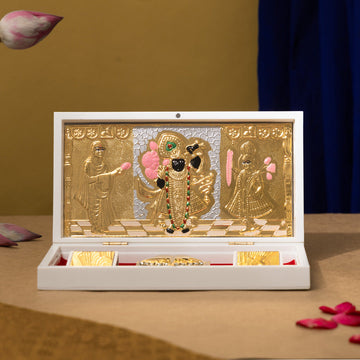 Svastika Shreenathji Pocket Temple - Gold Coated (Small)