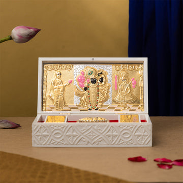 Svastika Shreenathji Pocket Temple - Gold Coated (Big)