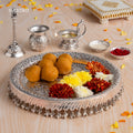 Swastik Engraved Pooja Thali Silver Plated