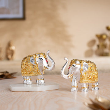 TrunkUp Elephant Pair - Gold & Silver Plated (3 Inch)
