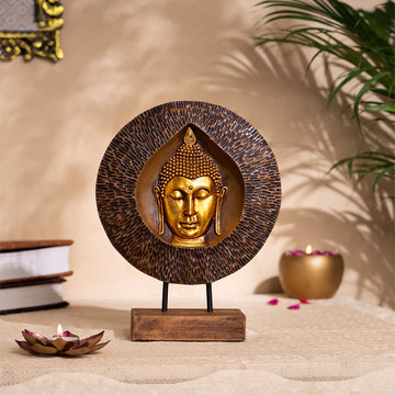 Wooden Buddha Statue For Home Decor With Base (12 Inch)