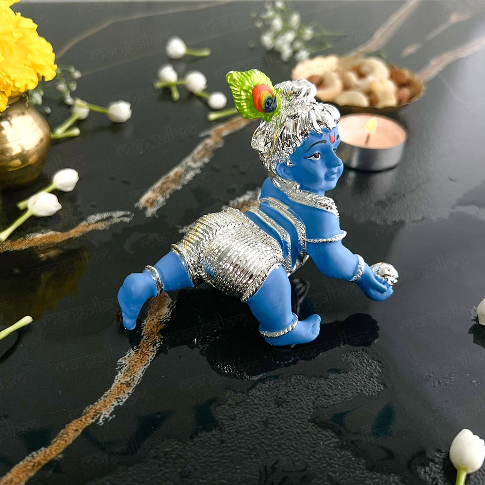 Crawling Laddu Gopal Murti - Silver Plated (2.5 Inch)