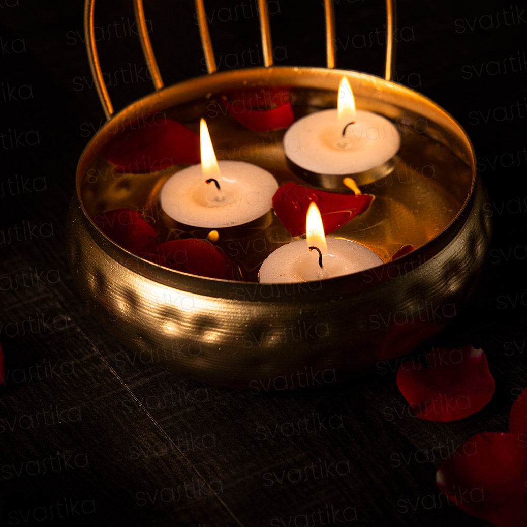 Urli with lotus tealight holder for home decor 