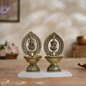 Brass Lakshmi Ganesh Diya Set (4.5 Inch)