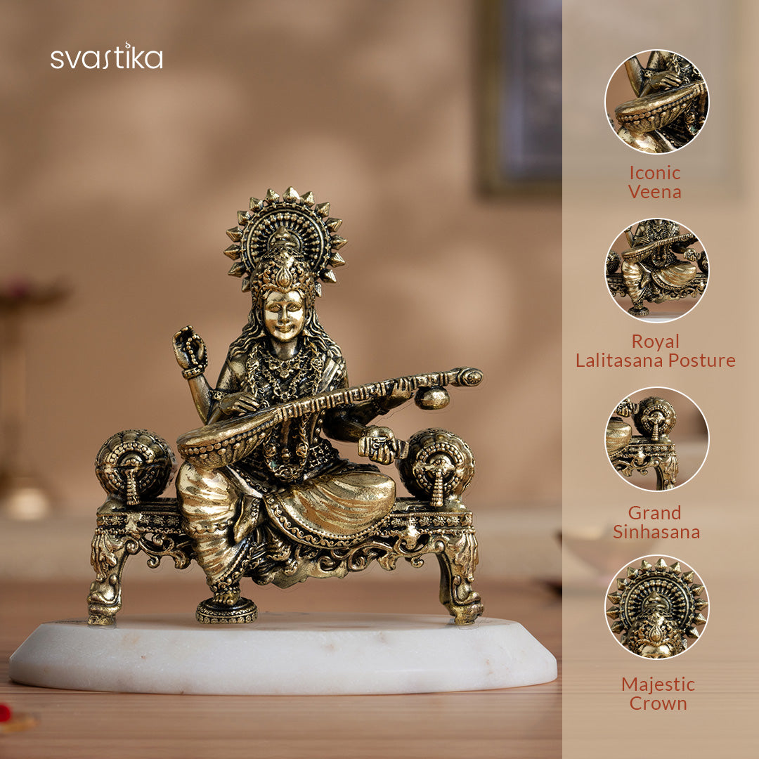 Brass Saraswati Idol 