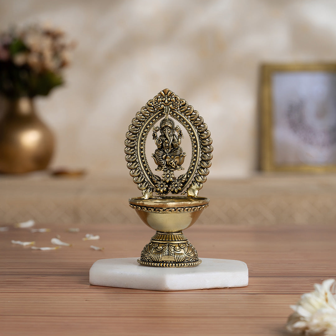 Divine Brass Ganesha Diya (4.5 Inch)