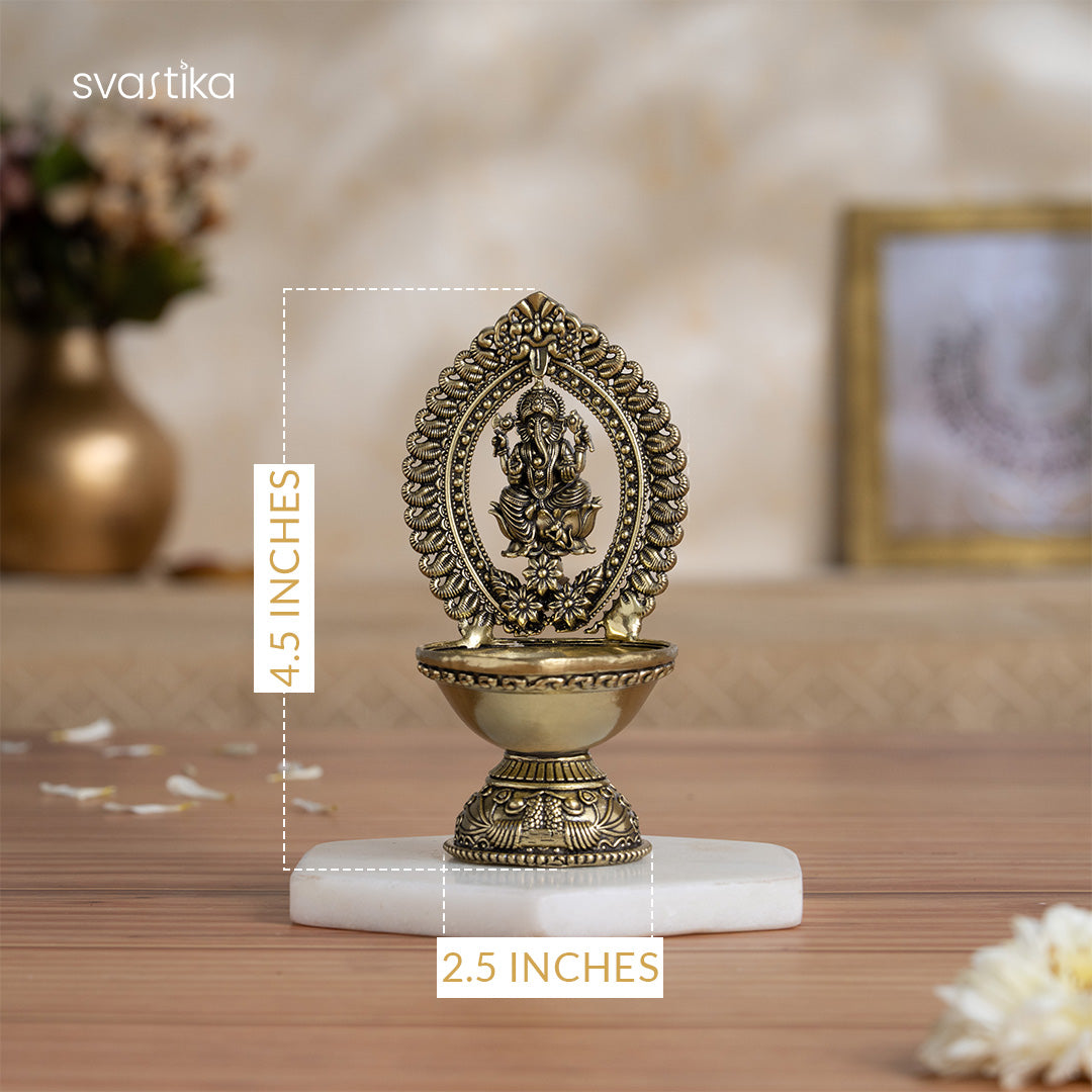 Divine Brass Ganesha Diya 