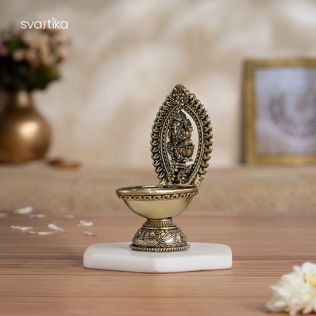 Divine Ganesha brass Diya 