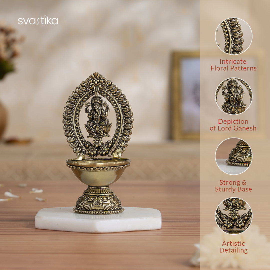 Brass Ganesha Diya 