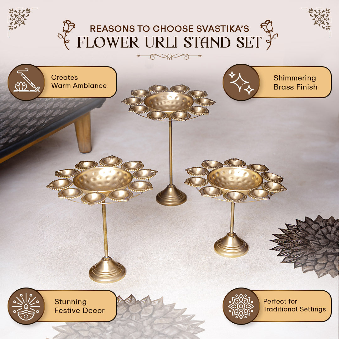  Diya Holder Flower Urli (Set of 3) 