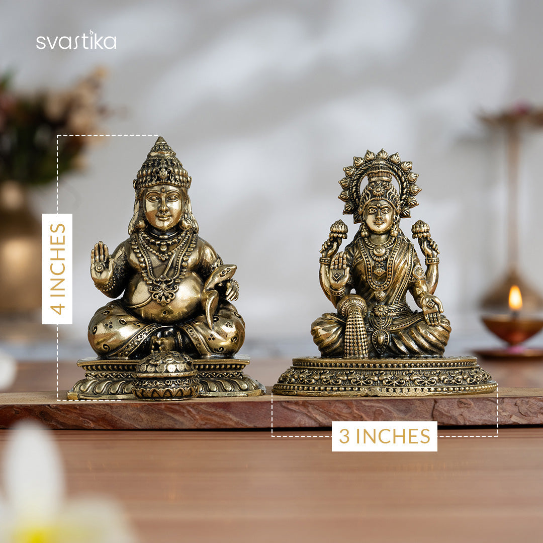 Brass Lakshmi & Kuber Statue Pair 
