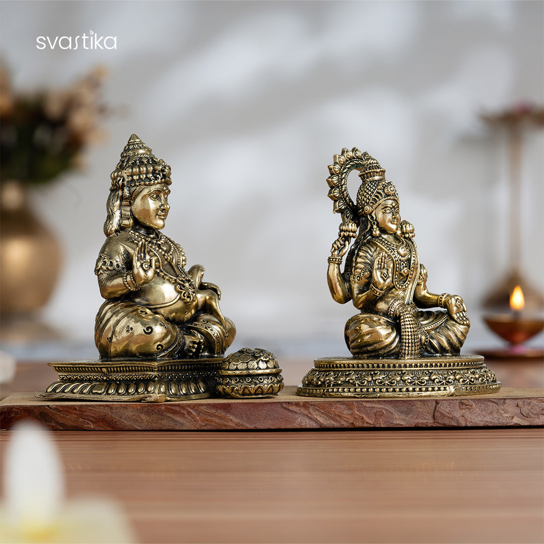 Brass Lakshmi & Kuber murti Pair 