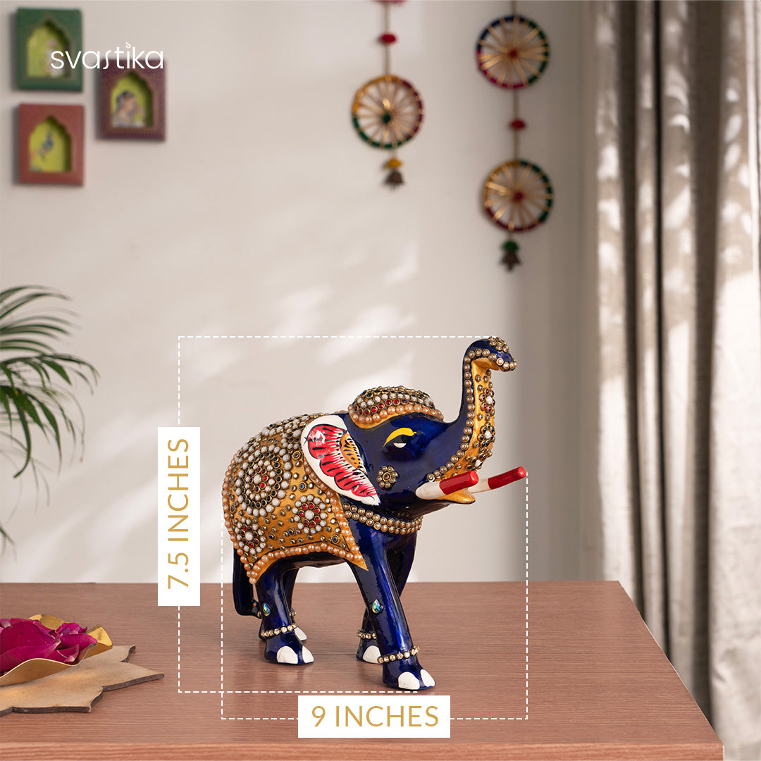 Decorative Blue Elephant Statue 