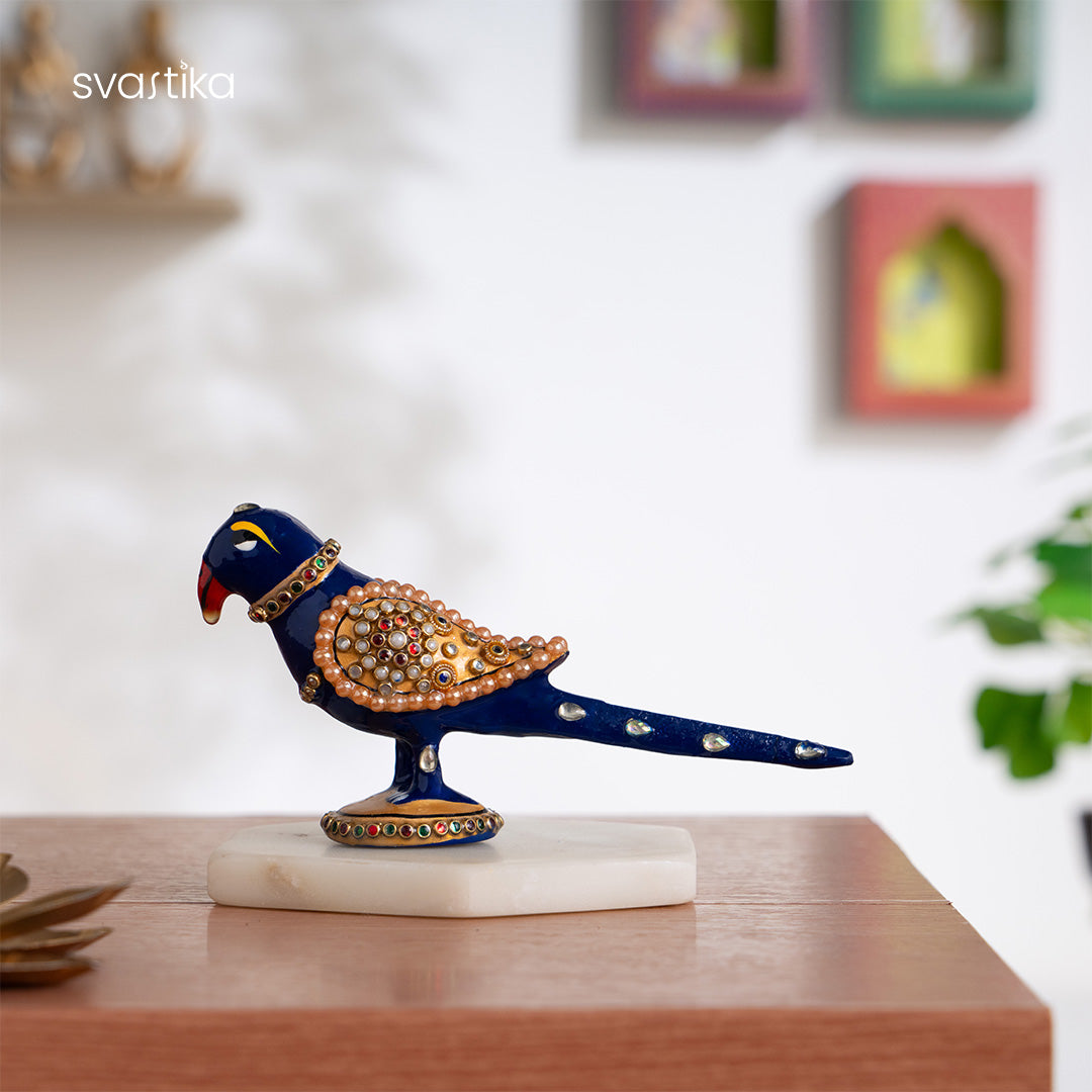 Meenakari Parrot Statue for Home (3 Inch)