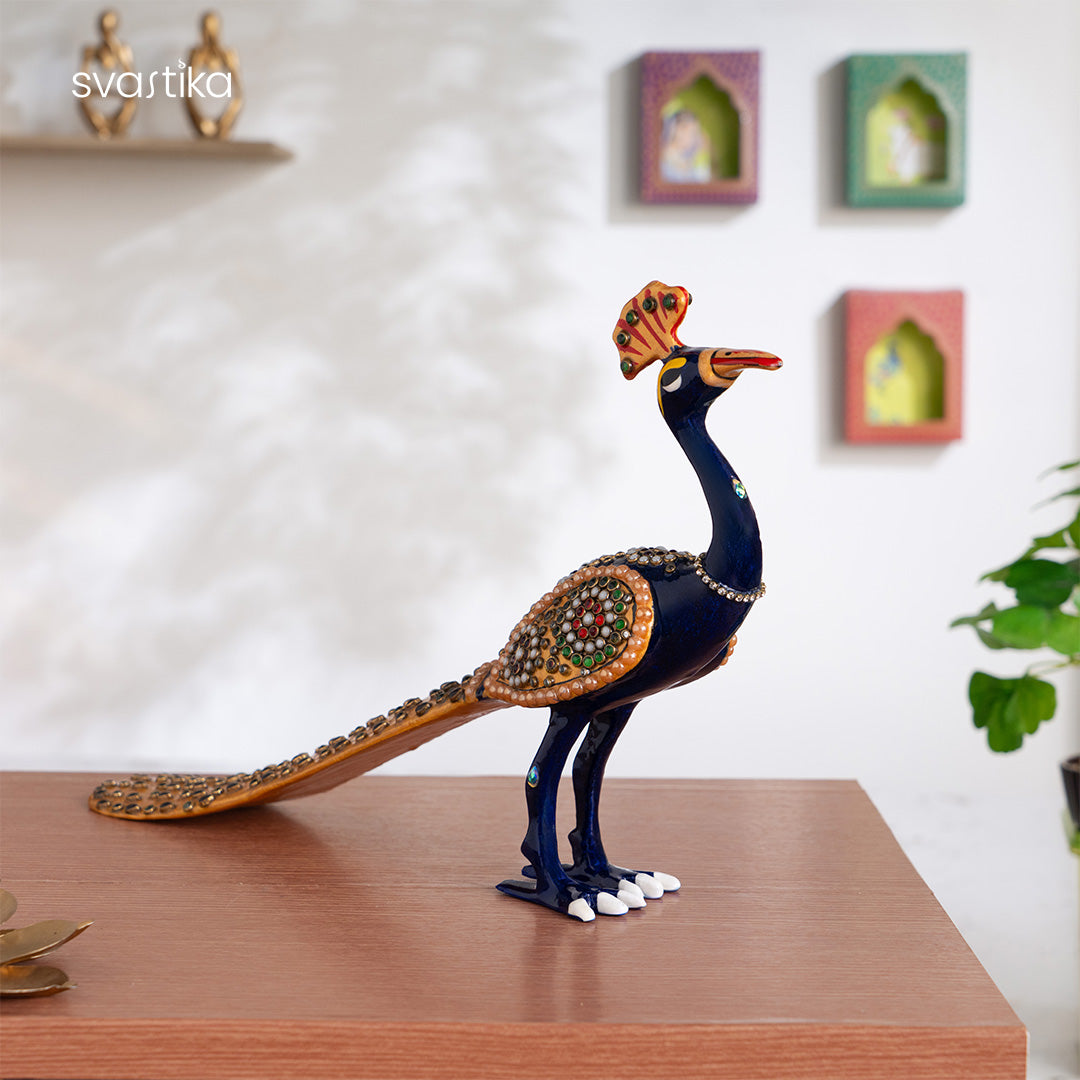 Meenakari Peacock Statue 