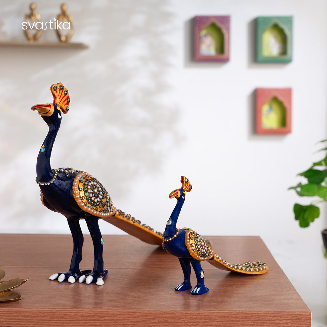 Meenakari Peacock Statues