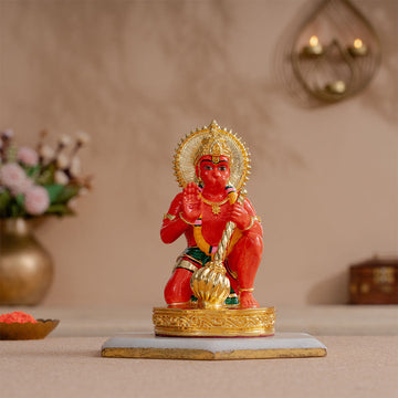 Sinduri Hanuman Murti - Gold Plated (6 Inch)