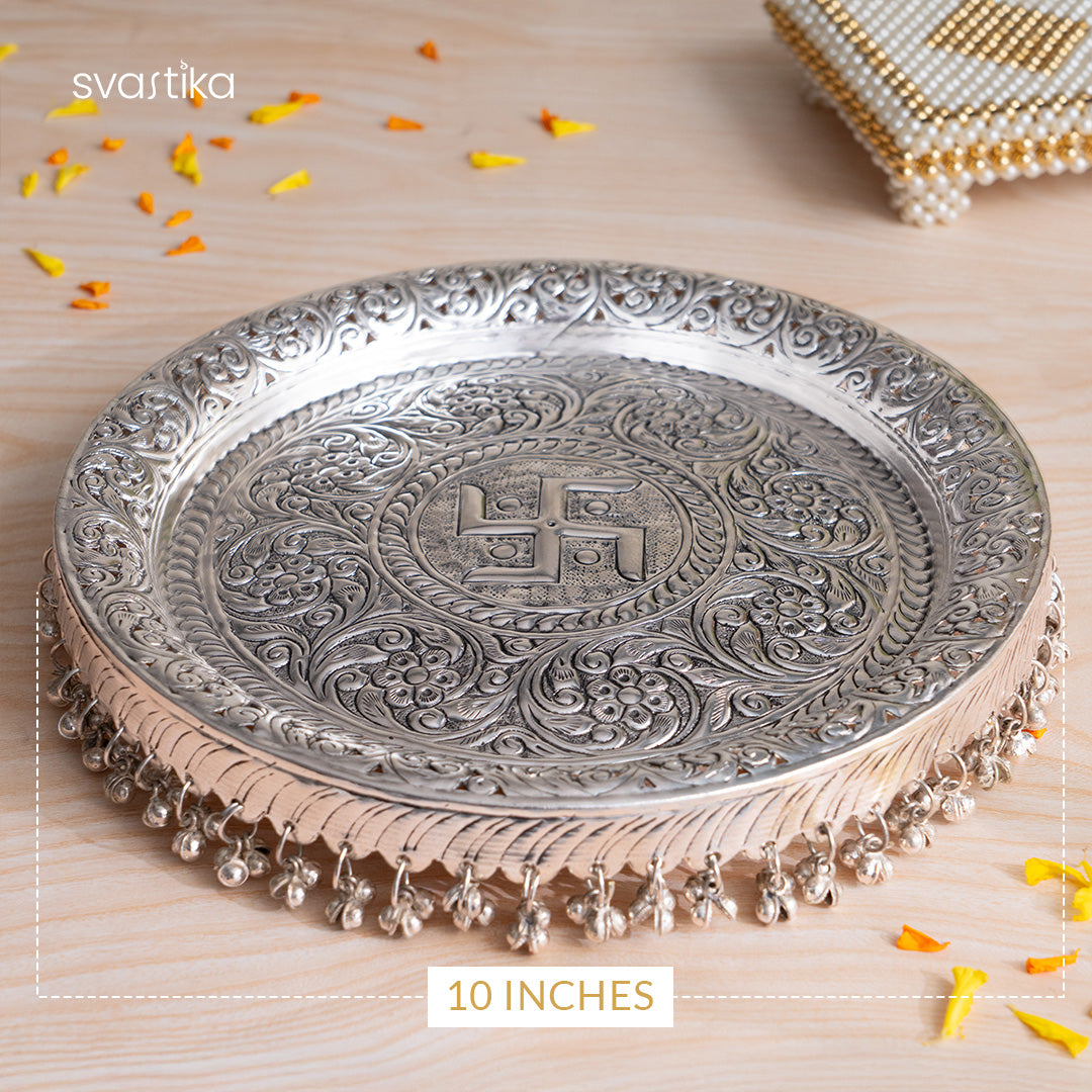 Swastik Engraved Pooja Thali 