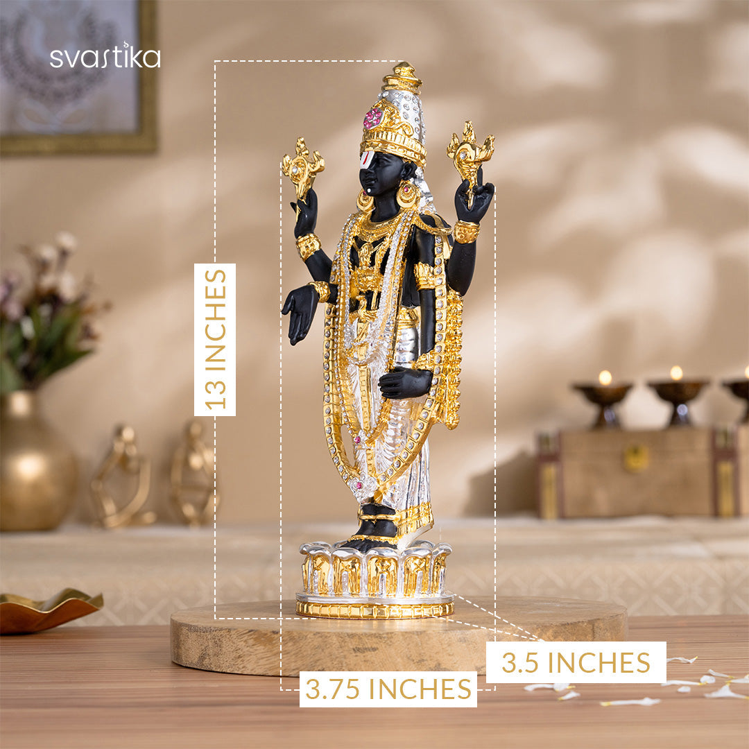 Tirupati Balaji (Venkateswara) Idol - Gold & Silver Plated