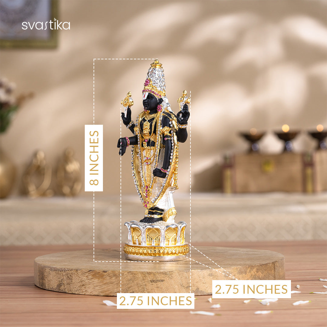 Tirupati Balaji (Venkateswara) Idol  Gold & Silver Plated (8 Inch)