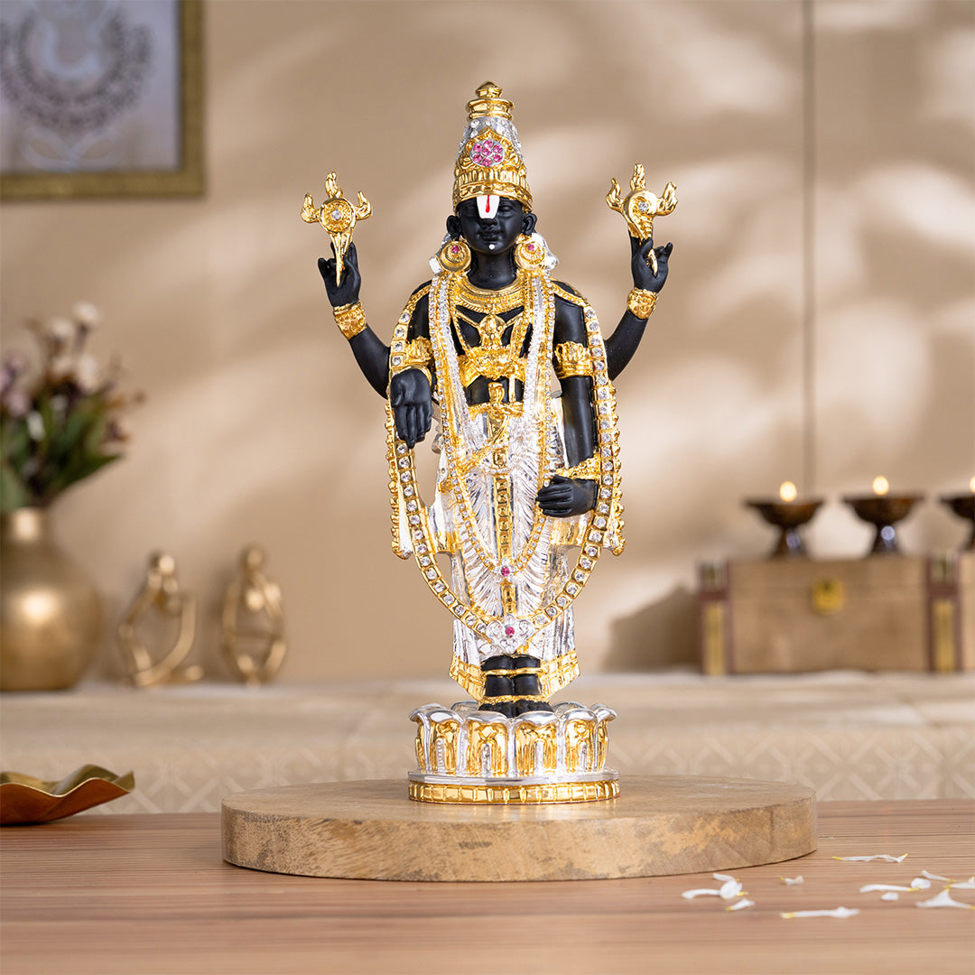 Tirupati Balaji (Venkateswara) Idol - Gold & Silver Plated (13 Inch)
