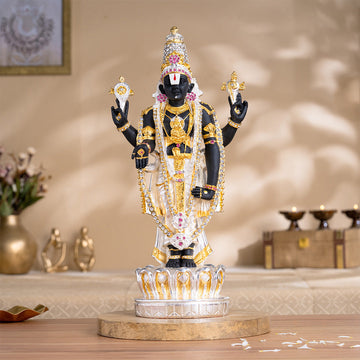 Tirupati Balaji (Venkateswara) Idol - Gold & Silver Plated (17 Inch)