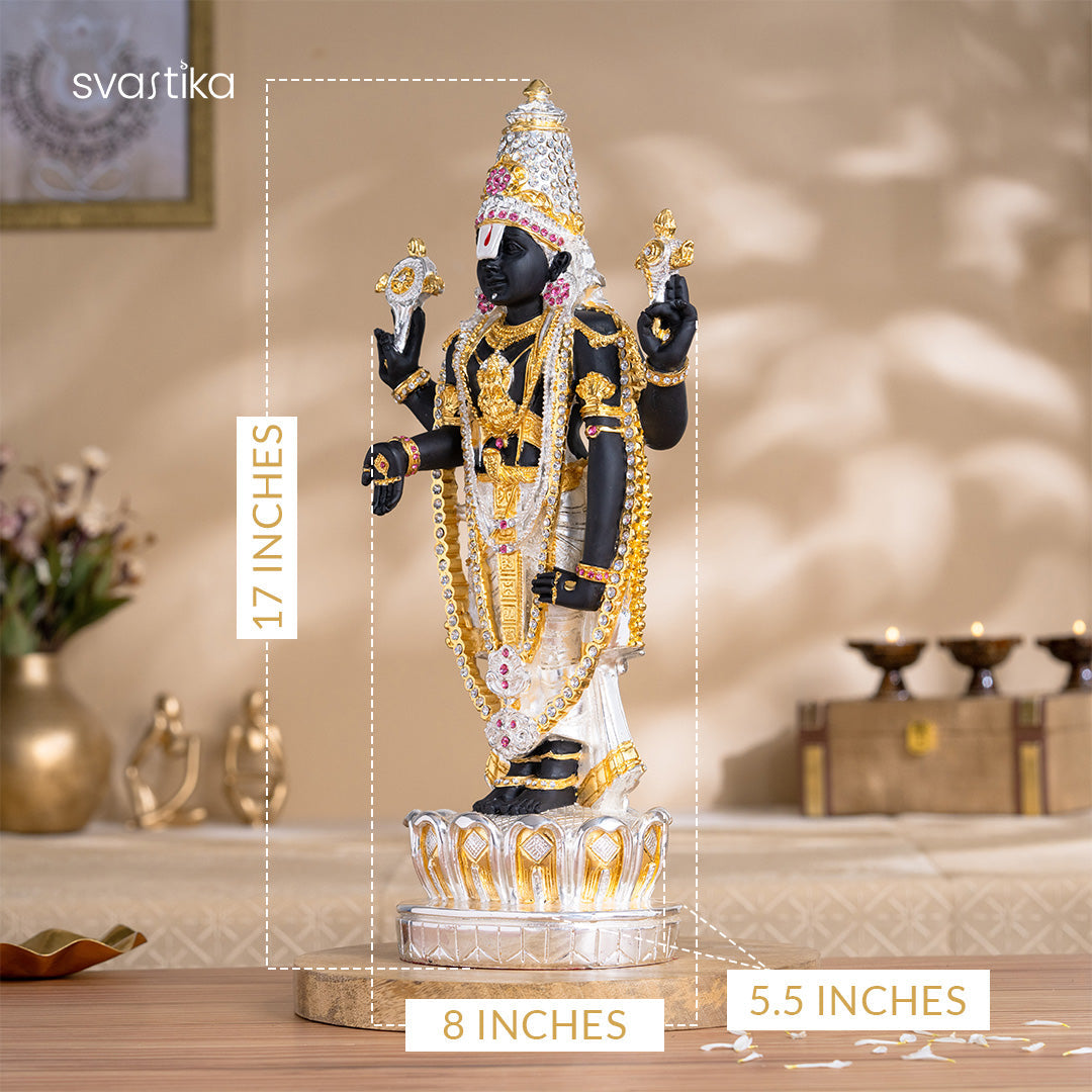 Tirupati Balaji (Venkateswara) Idol - Gold & Silver Plated (17 Inch)