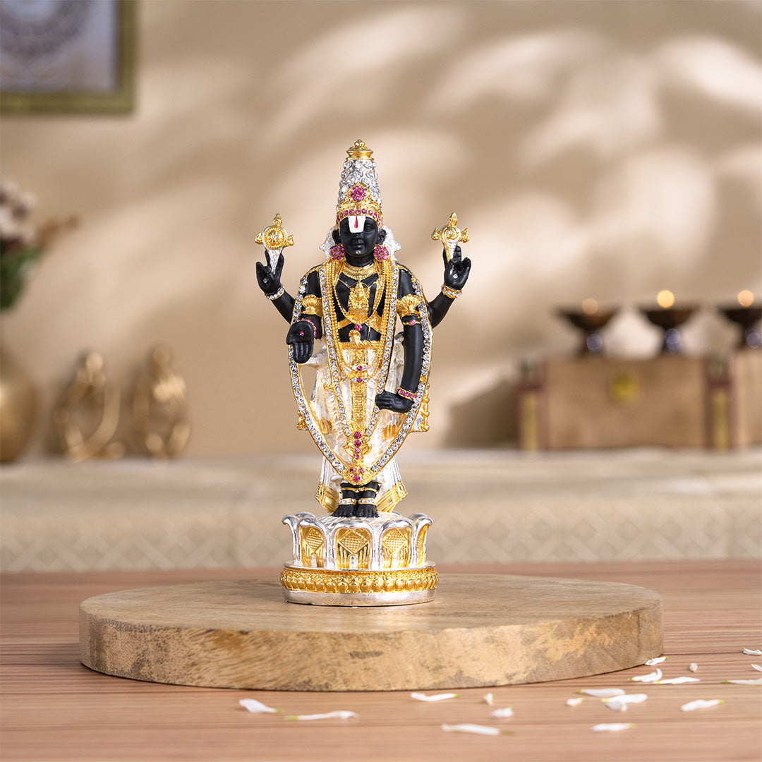 Tirupati Balaji (Venkateswara) Idol - Gold & Silver Plated (8 Inch)