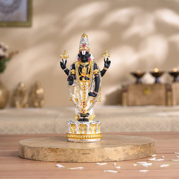 Tirupati Balaji (Venkateswara) Idol - Gold & Silver Plated (8 Inch)