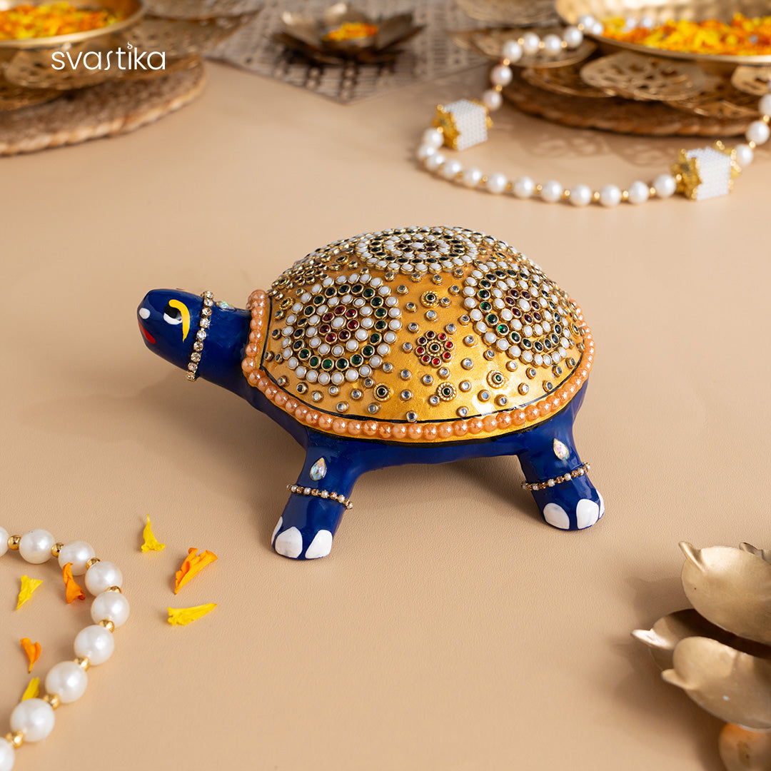 Artistic Meenakari Tortoise idol