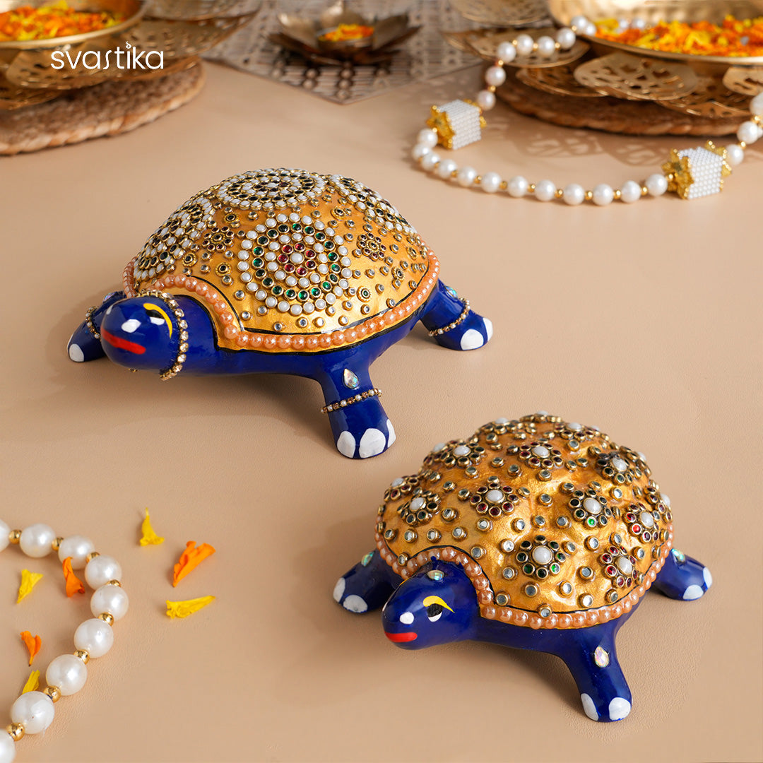 Meenakari Tortoise statue for home decor