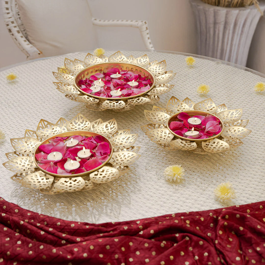 Decorative Lotus Petal Urli Bowl Set (Set of 3)