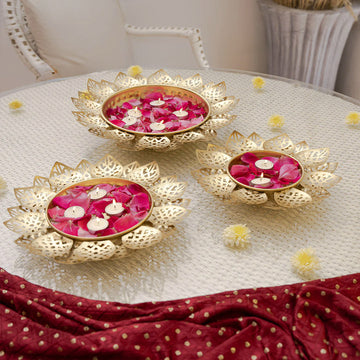 Decorative Lotus Petal Urli Bowl Set (Set of 3)