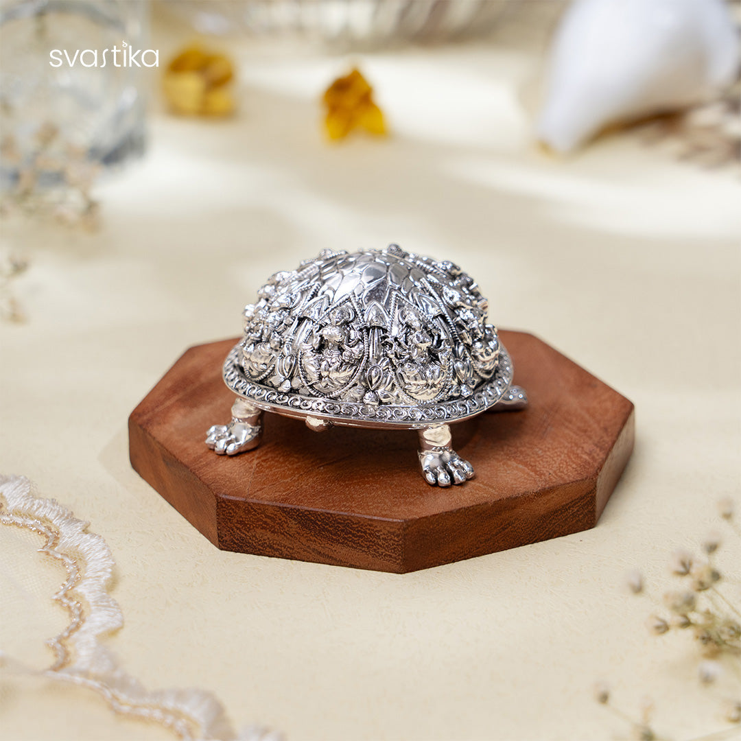 Silver Tortoise Idol for Home Vastu | Decorative Tortoise Statue