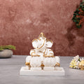 White-Ganesha-Idol-Playing-Table-24K-Gold-Plated-Marble-Dust-Statue