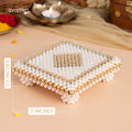White & Gold Pearl Pooja Chowki 