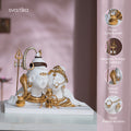 White & Gold Shiv Parvati murti
