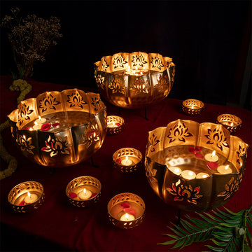 Lotus Urli Bowl with Stand (Set of 10)